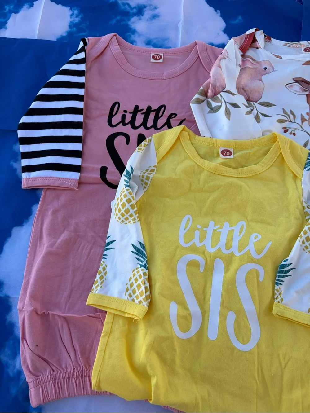 Baby girl pajamas, little sister, striped, long sleeve Size 6/12 Months